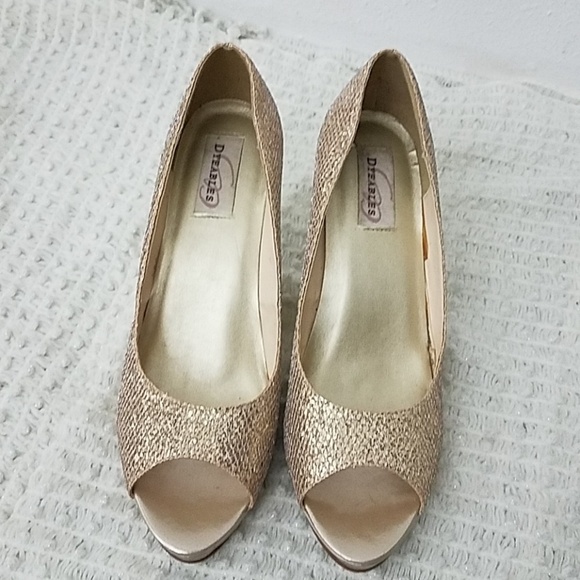𝅺dyeables 11B peep toe shoes Sari champagne - Picture 2 of 8